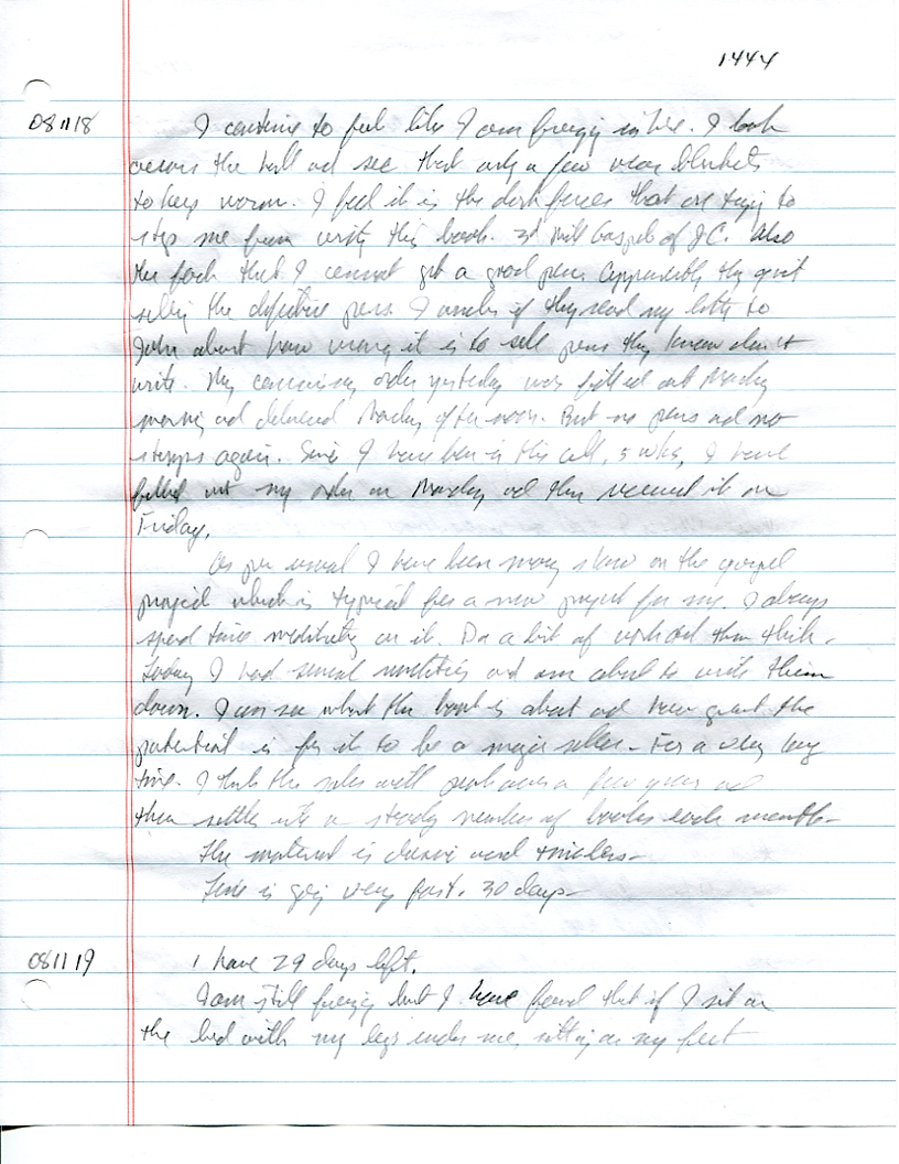 Dr John WorldPeace 2008 Prison Journal